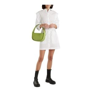 DEREK LAM 10 CROSBY Hadley ruched cotton-poplin mini shirt dress in White NWT